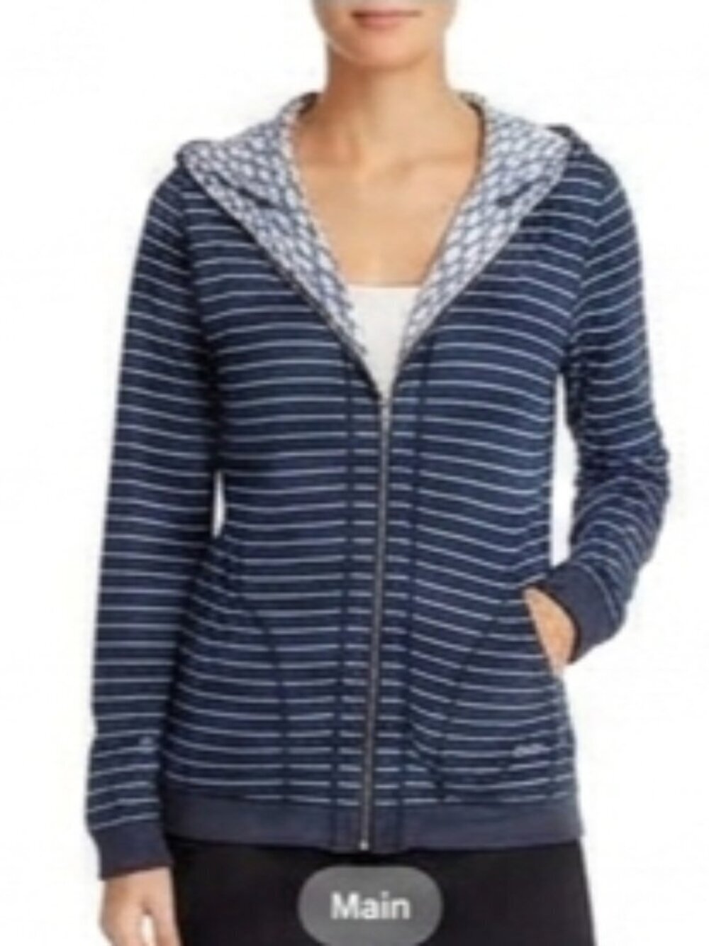 Tommy Bahama Women's SZ SP Blue Striped Reversible Full Zip Cotton Hoodie Beach